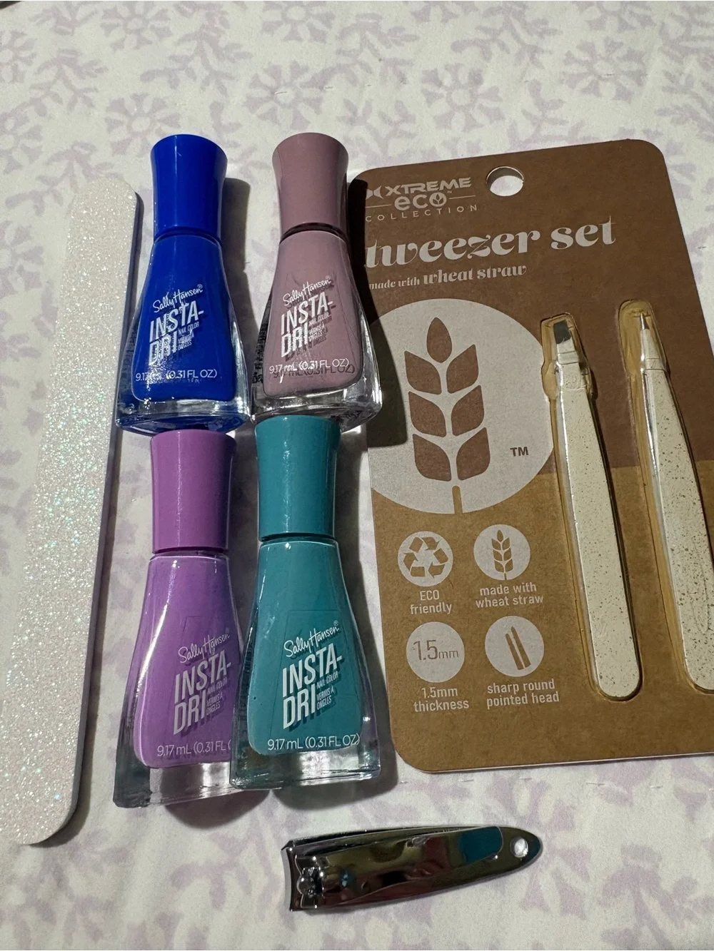 Insta-Dri Nail Polish Set — Blue, Mauve, Purple, Teal
